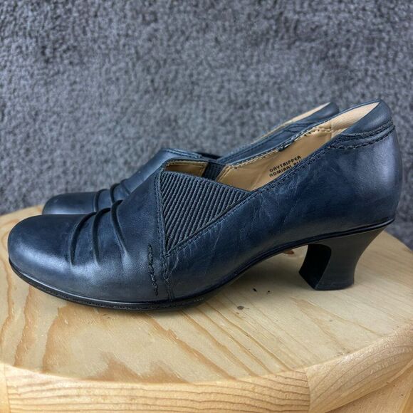 Earth Day Tripper Kitten Heel Shoe Womens 6 Leather Admiral Blue Slip On Pump - Picture 1 of 11